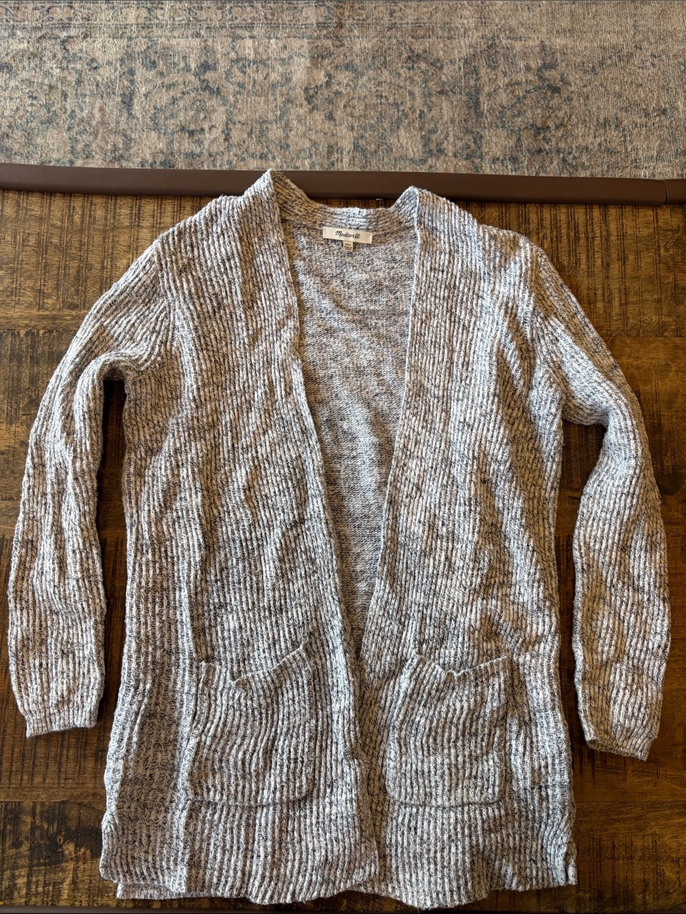 Madewell Marled Open-Front Ribbed Cardigan - Heather Gray